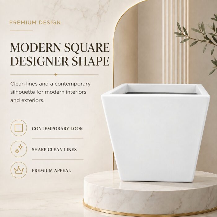 Premium Square Fiberglass Planter Pot Modern White FRP Flower Pot for Indoor & Outdoor Decor (8) Premium Square Fiberglass Planter Pot Modern White FRP Flower Pot for Indoor & Outdoor Decor (8)