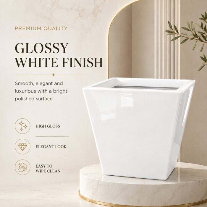 Premium Square Fiberglass Planter Pot Modern White FRP Flower Pot for Indoor & Outdoor Decor (9) Premium Square Fiberglass Planter Pot Modern White FRP Flower Pot for Indoor & Outdoor Decor (9)