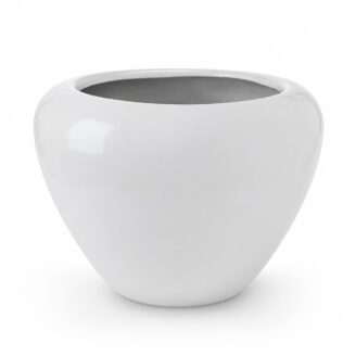 Premium White Bowl Fiberglass Planter | Luxury Round FRP Designer Pot
