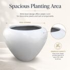 Premium White Bowl Fiberglass Planter Luxury Round FRP Designer Pot (3)
