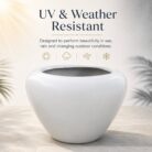 Premium White Bowl Fiberglass Planter Luxury Round FRP Designer Pot (4)