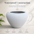 Premium White Bowl Fiberglass Planter Luxury Round FRP Designer Pot (5)