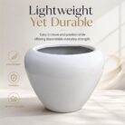 Premium White Bowl Fiberglass Planter Luxury Round FRP Designer Pot (6)