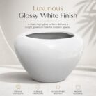 Premium White Bowl Fiberglass Planter Luxury Round FRP Designer Pot (7)