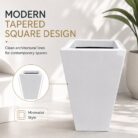 Premium White Tapered Square Fiberglass Planter Modern FRP Designer Planter Pot (2)