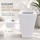 Premium White Tapered Square Fiberglass Planter Modern FRP Designer Planter Pot (3)