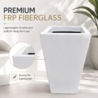 Premium White Tapered Square Fiberglass Planter Modern FRP Designer Planter Pot (4)