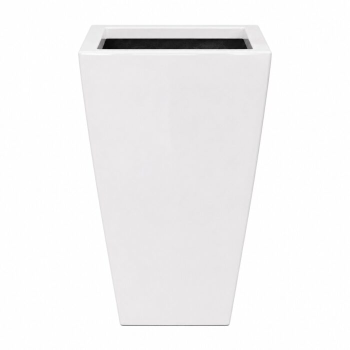 Premium White Tapered Square Fiberglass Planter Modern FRP Designer Planter Pot (5)