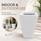 Premium White Tapered Square Fiberglass Planter Modern FRP Designer Planter Pot (6)