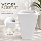 Premium White Tapered Square Fiberglass Planter Modern FRP Designer Planter Pot (7)