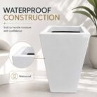 Premium White Tapered Square Fiberglass Planter Modern FRP Designer Planter Pot (8)