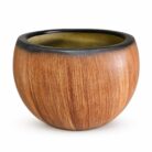 Premium Wood Finish Fiberglass Planter Pot Designer Wooden Texture FRP Flower Pot (1)