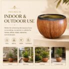 Premium Wood Finish Fiberglass Planter Pot Designer Wooden Texture FRP Flower Pot (2)