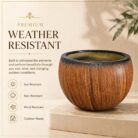 Premium Wood Finish Fiberglass Planter Pot Designer Wooden Texture FRP Flower Pot (3)