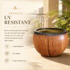 Premium Wood Finish Fiberglass Planter Pot Designer Wooden Texture FRP Flower Pot (6)