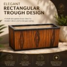 Premium Wooden Finish Rectangular Fiberglass Planter Luxury FRP Trough Planter for Indoor & Outdoor Decor (3)