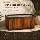 Premium Wooden Finish Rectangular Fiberglass Planter Luxury FRP Trough Planter for Indoor & Outdoor Decor (4)