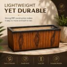 Premium Wooden Finish Rectangular Fiberglass Planter Luxury FRP Trough Planter for Indoor & Outdoor Decor (5)