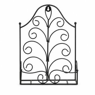 Black Iron Wall Mounted Planter Holder - Scroll Design Flower Pot Stand