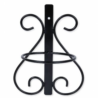 Butterfly Scroll Design Black Iron Wall Mounted Planter Holder - Decorative Flower Pot Holder