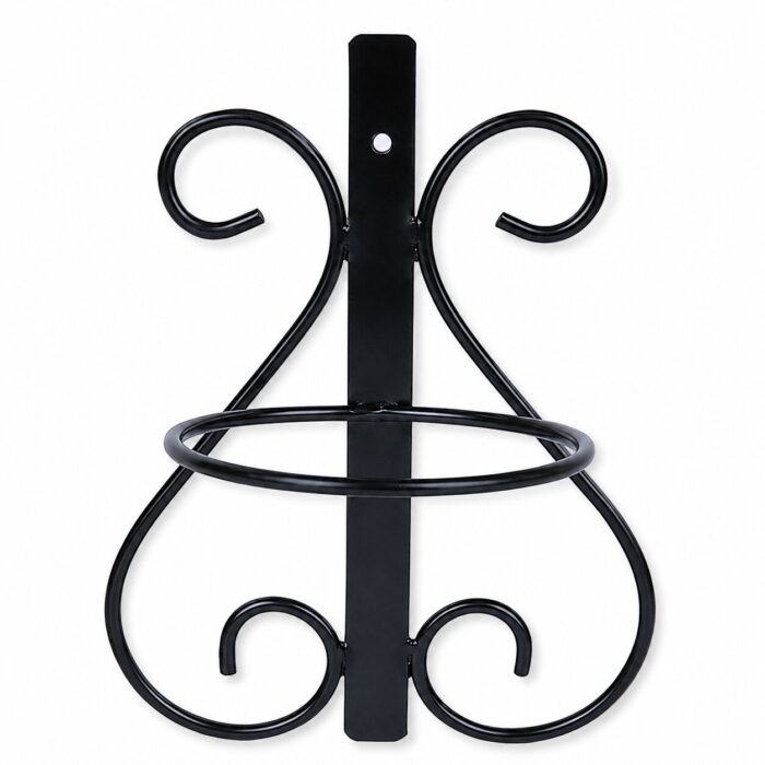 Butterfly Scroll Design Black Iron Wall Mounted Planter Holder - Decorative Flower Pot Holder Butterfly Scroll Design Black Iron Wall Mounted Planter Holder - Decorative Flower Pot Holder