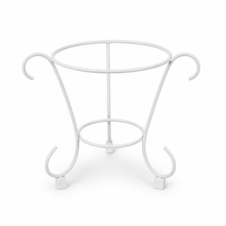 Decorative White Iron Single Pot Plant Stand - Metal Flower Pot Holder for Home & Balcony