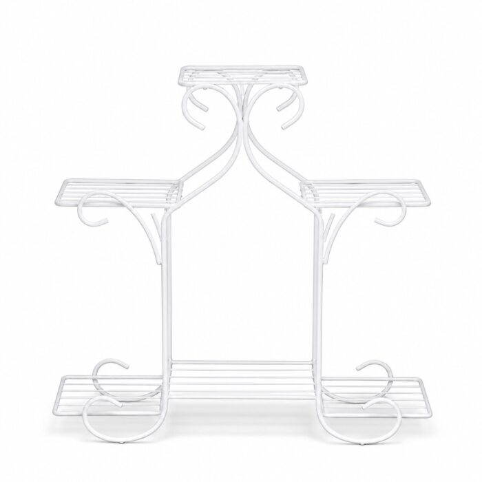 Fish Design White Iron 3 Pot Plant Stand Decorative Flower Pot Holder Fish Design White Iron 3 Pot Plant Stand Decorative Flower Pot Holder