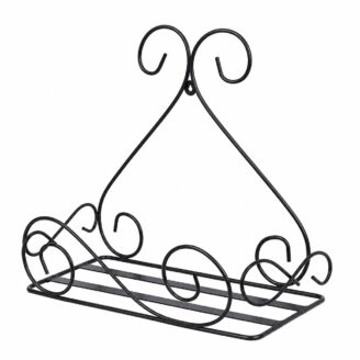 Heart Scroll Design Black Iron Wall Mounted Planter Holder - Decorative Flower Pot Stand