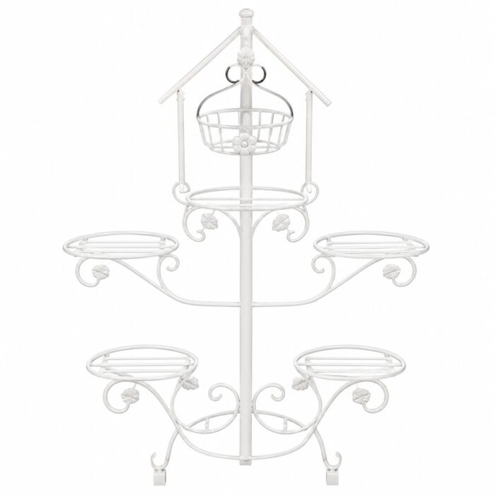 Urban Ochre Decorative White Iron Multi-Pot Plant Stand - Multi-Level Flower Pot Holder Urban Ochre Decorative White Iron Multi-Pot Plant Stand - Multi-Level Flower Pot Holder