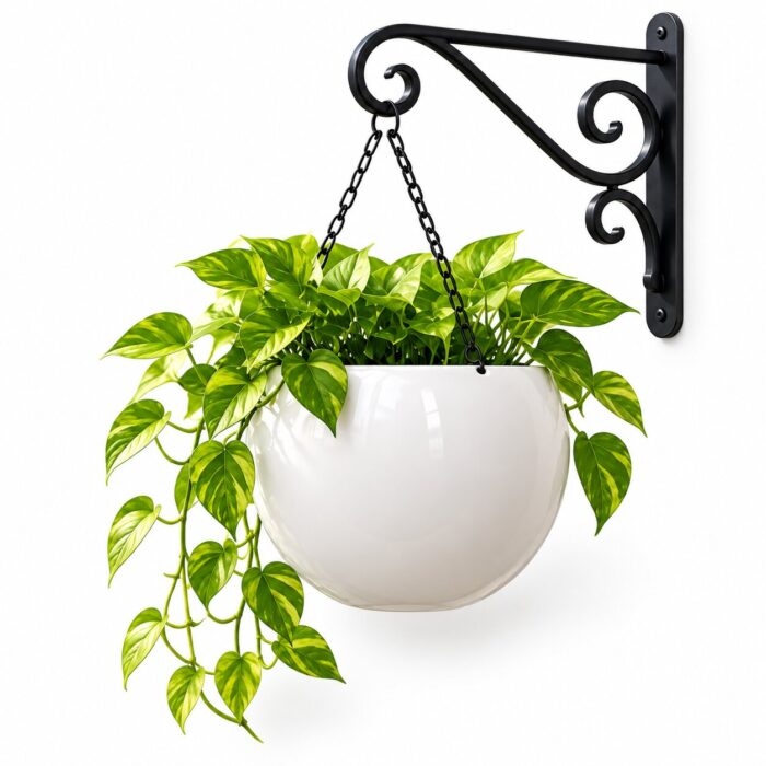 Victorian Scroll Design Black Iron Wall Mounted Hanging Planter Bracket - Decorative Plant Hanger Victorian Scroll Design Black Iron Wall Mounted Hanging Planter Bracket - Decorative Plant Hanger