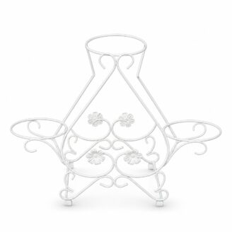 White Iron 3 Pot Plant Stand - Decorative Multi Level Flower Pot Holder